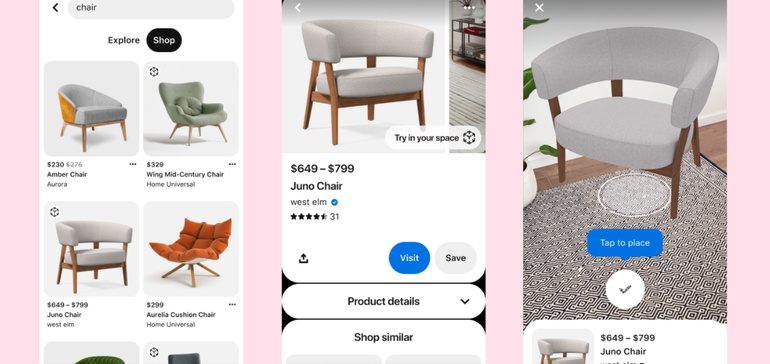 Pinterest adds augmented reality feature for home decor | Marketing Dive