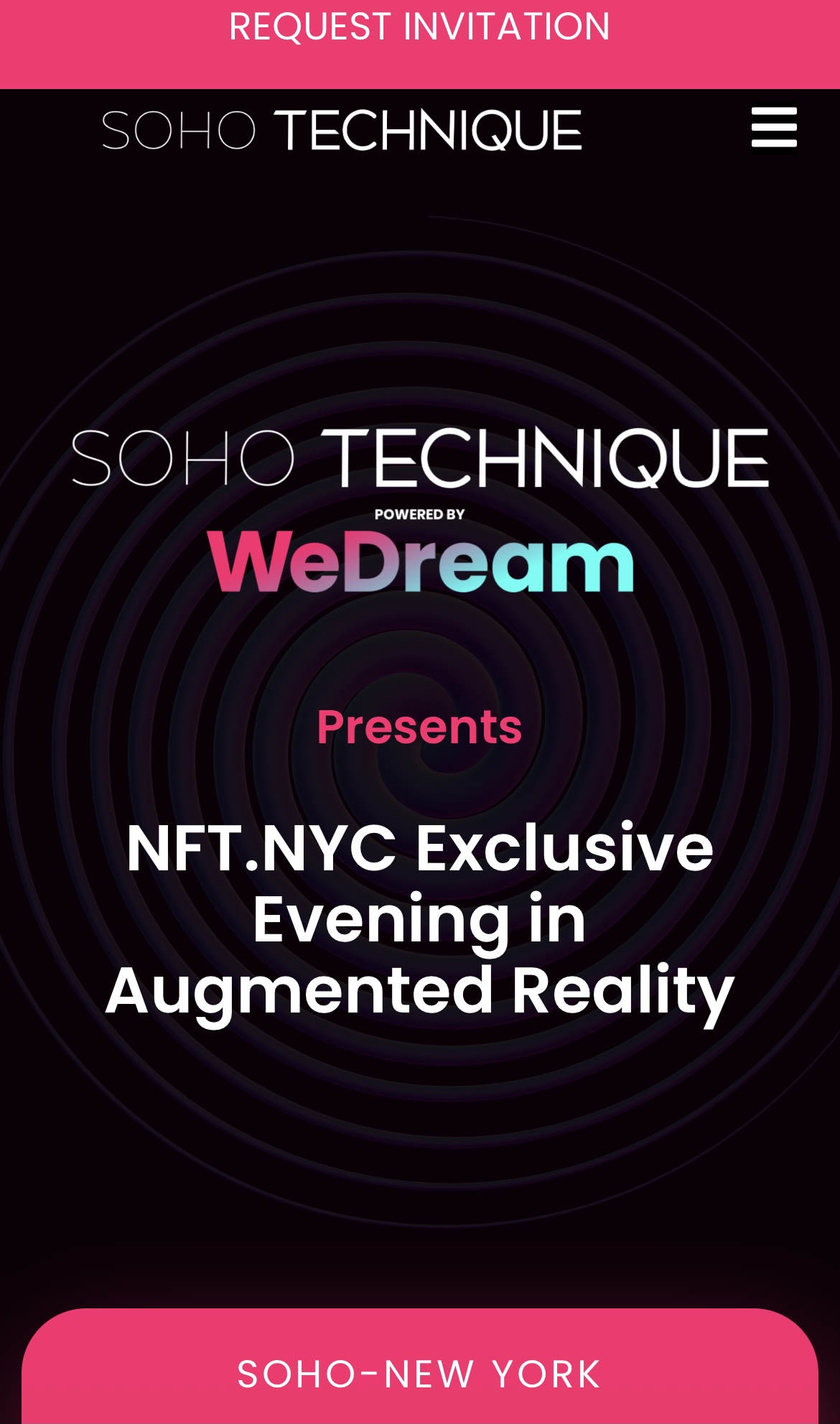 SoHo Technique Powered By WeDream Presents NFT.NYC Exclusive Evening in Augmented Reality June 22nd, 2022 - The Hollywood Digest